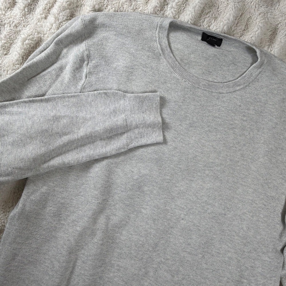 J.Crew Mens Medium Light Gray 100% Cotton Textured Knit Crewneck Sweater